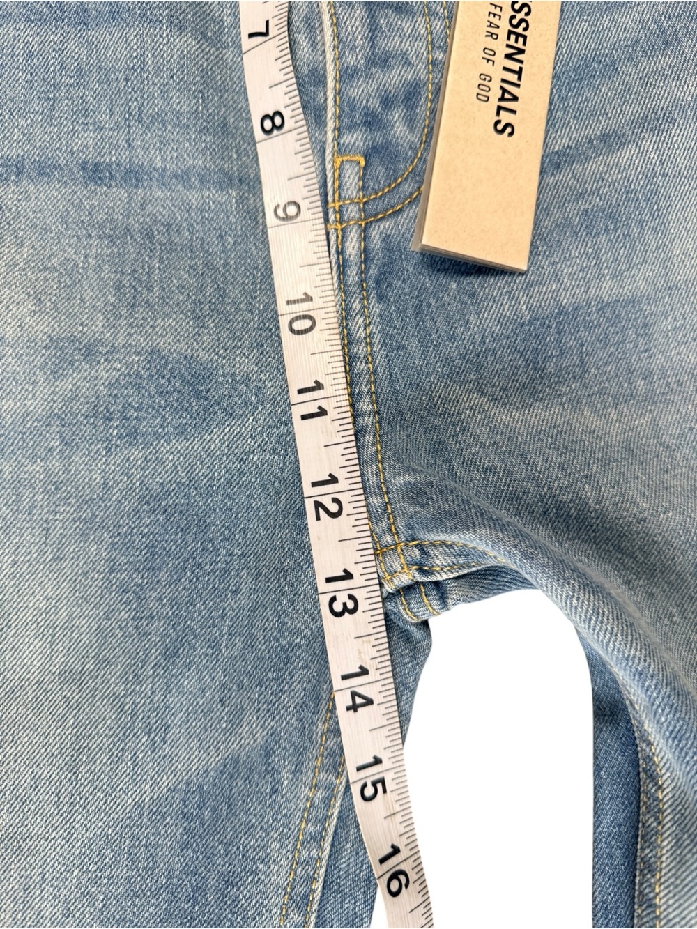 NWT Fear of God ESSENTIALS Straight Leg Jeans Classic Blue Size 26 - Picture 12 of 13